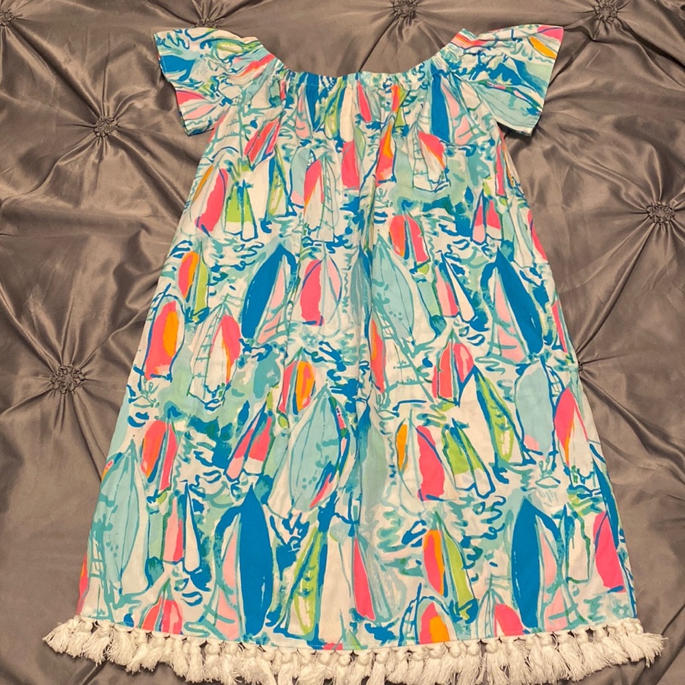Lilly Pulitzer sailboat dress with tassel hem